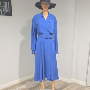 Vintage Cobalt Blue Long Sleeve Dress